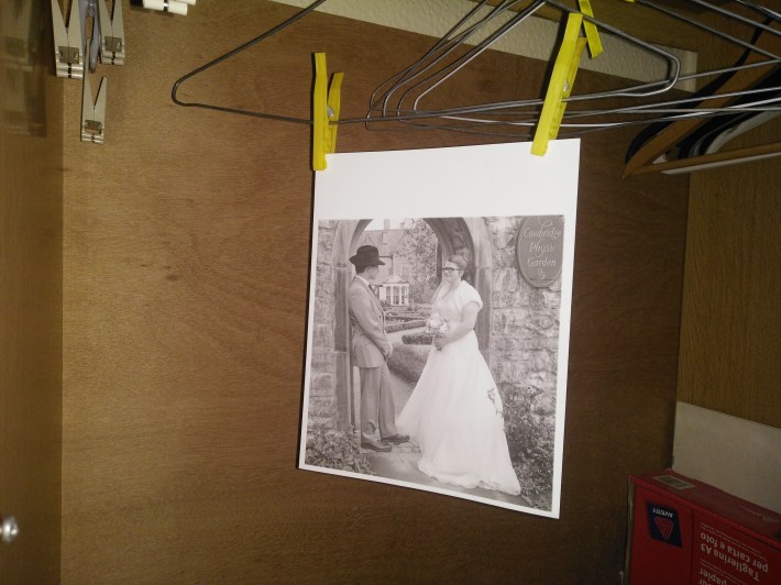 The first print from my new darkroom hanging up to dry